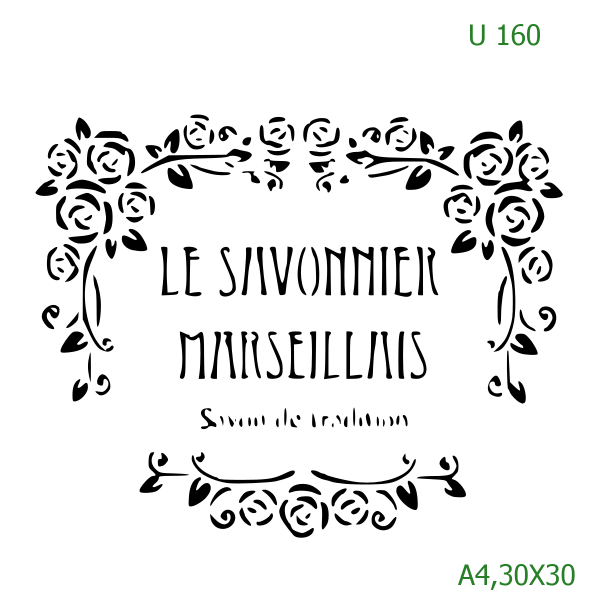 Plastová šablona pro malování - Cizí nápisy - Rámeček s ornamenty Le Souvenir (U160)
