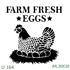 Plastová šablona pro malování - Cizí nápisy - Slepice na hnízdě Farm Fresh Eggs (U164)