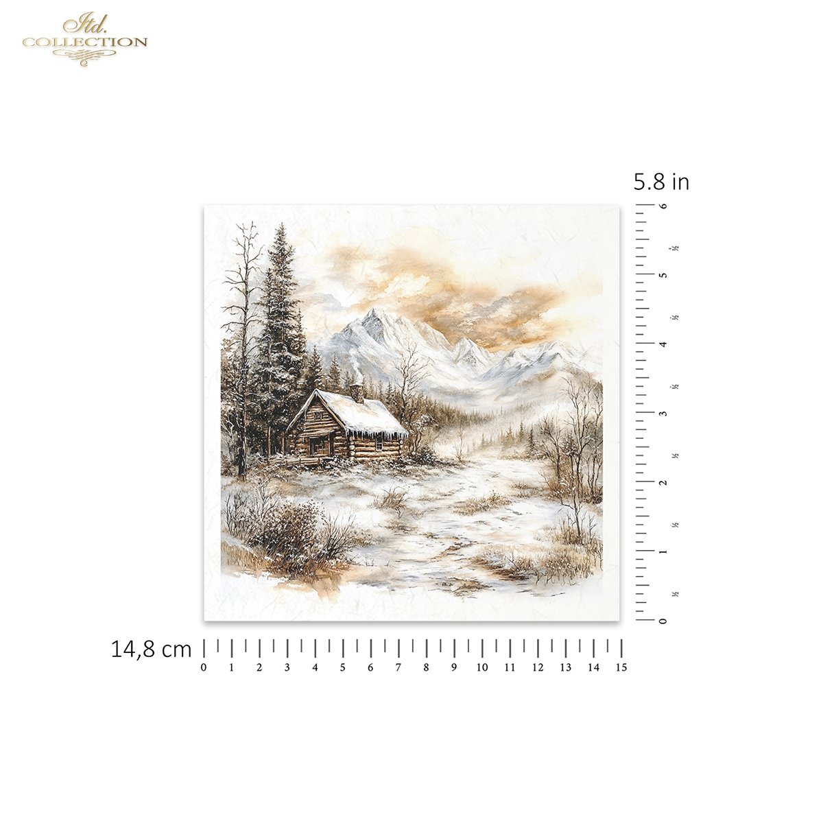 Rýžový papír 15x15 cm - Zimní krajina 6 ks mini set - Obrázek 3