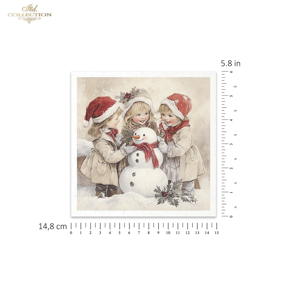 Rýžový papír 15x15 cm - Děti v zimě 6 ks mini set - Obrázek 8