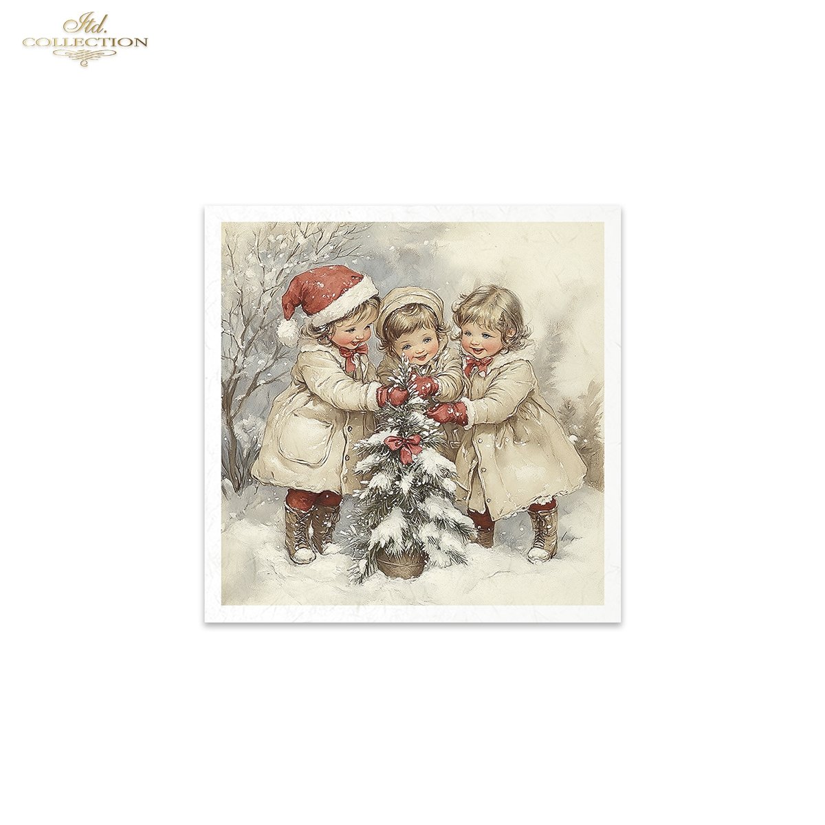 Rýžový papír 15x15 cm - Děti v zimě 6 ks mini set - Obrázek 5