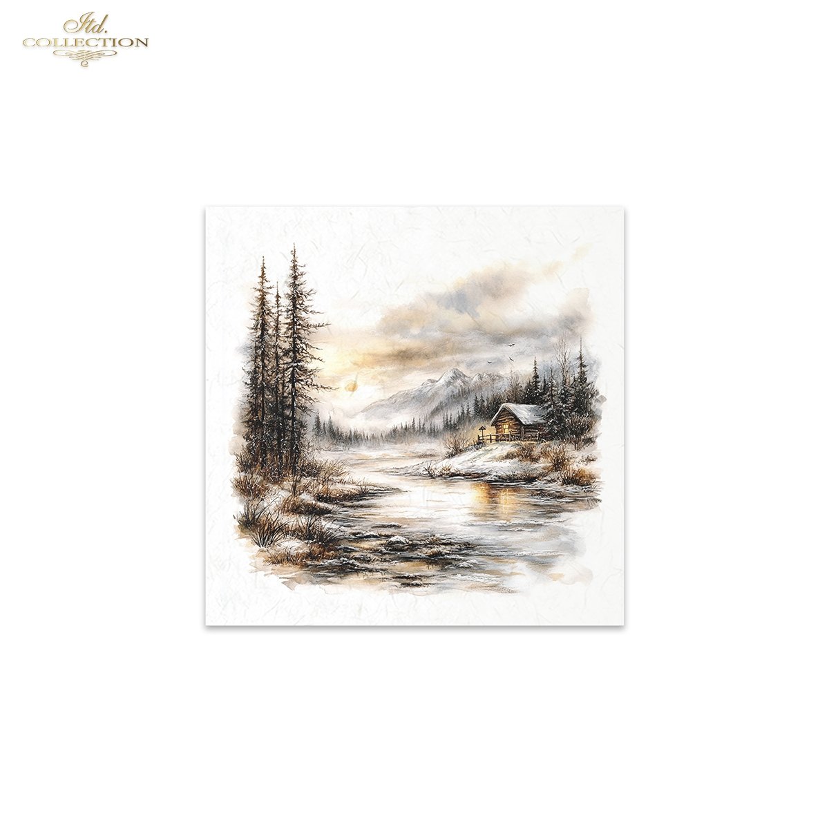 Rýžový papír 15x15 cm - Zimní krajina 6 ks mini set - Obrázek 4
