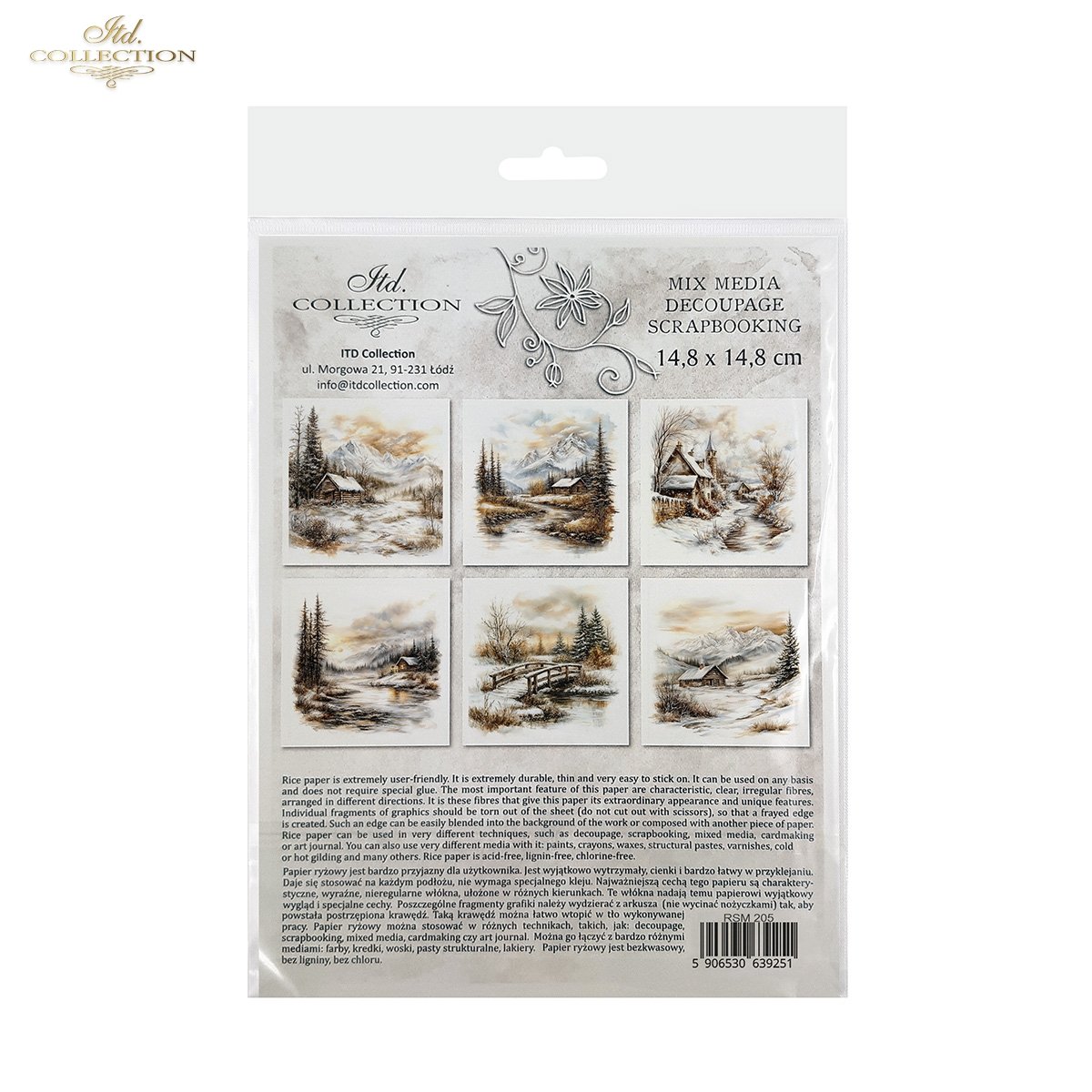 Rýžový papír 15x15 cm - Zimní krajina 6 ks mini set - Obrázek 2