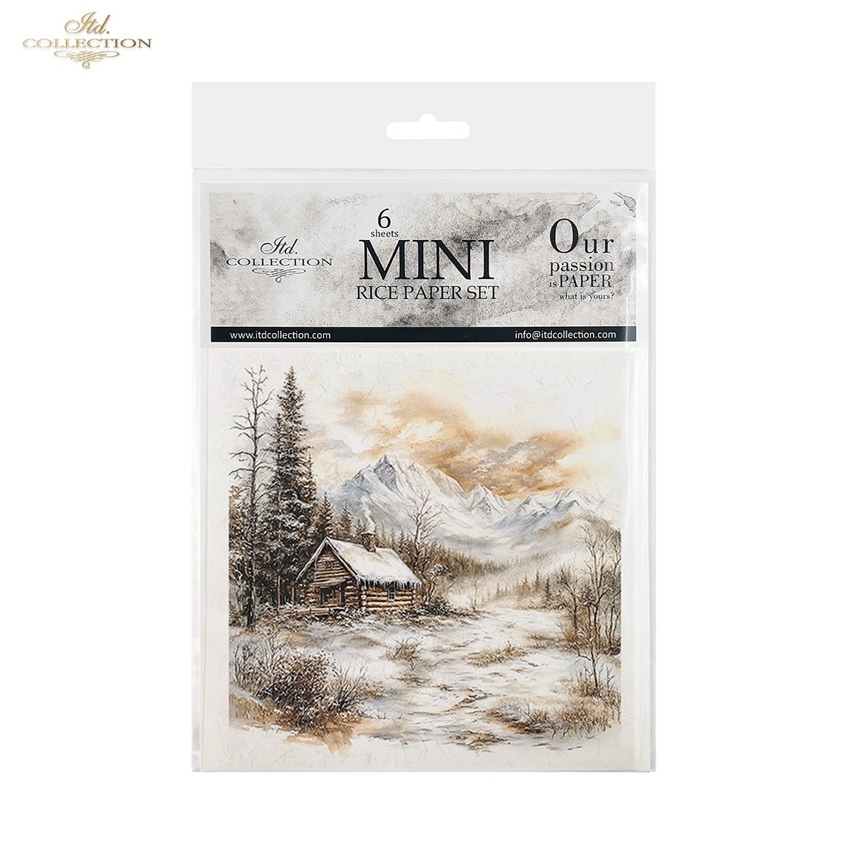 Rýžový papír 15x15 cm - Zimní krajina 6 ks mini set