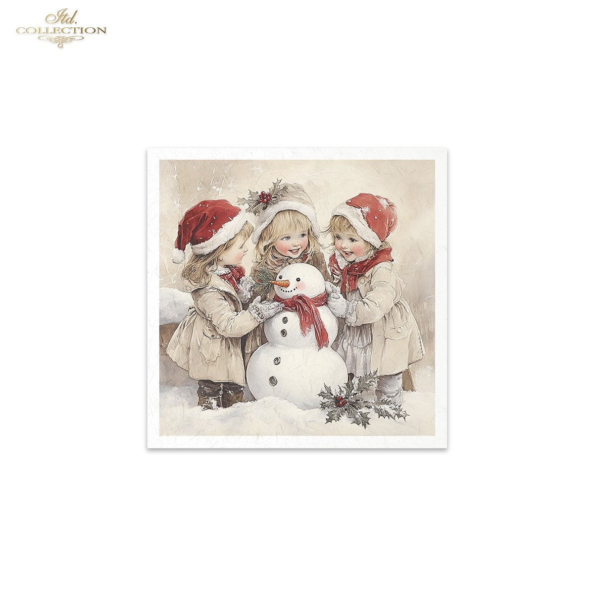 Rýžový papír 15x15 cm - Děti v zimě 6 ks mini set - Obrázek 6