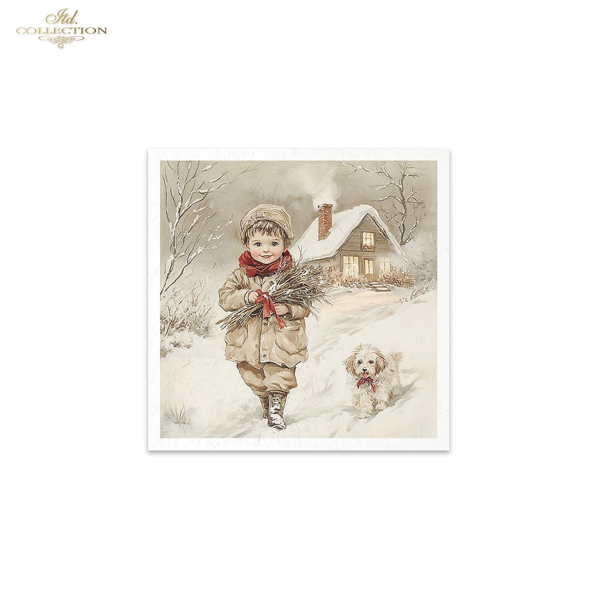 Rýžový papír 15x15 cm - Děti v zimě 6 ks mini set - Obrázek 3