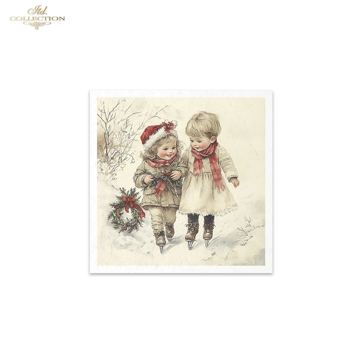 Rýžový papír 15x15 cm - Děti v zimě 6 ks mini set - Obrázek 2