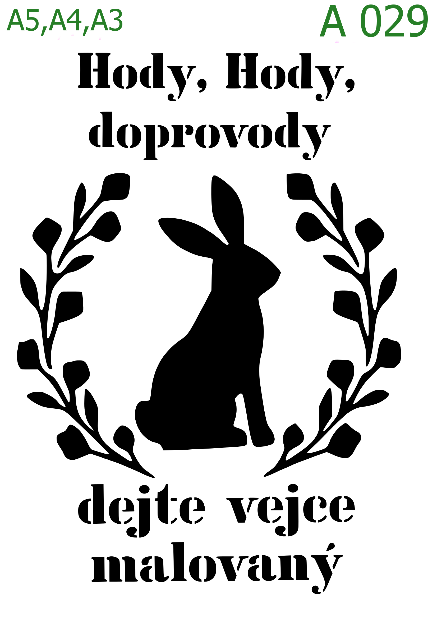 Plastová šablona pro malování - Velikonoce - Zajíček a text (A029)