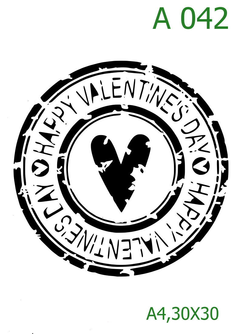 Plastová šablona pro malování - Valentýn - Text se srdcem (A042)