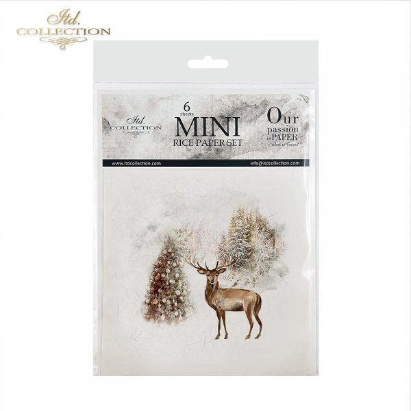 Rýžový papír 15x15 cm - Vánoce, zvířata 6 ks mini set
