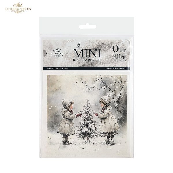 Rýžový papír 15x15 cm - Vánoce, děti 6 ks mini set