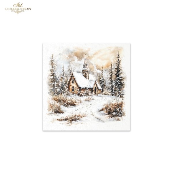 Rýžový papír 15x15 cm - Zimní krajina 6 ks mini set - Obrázek 6