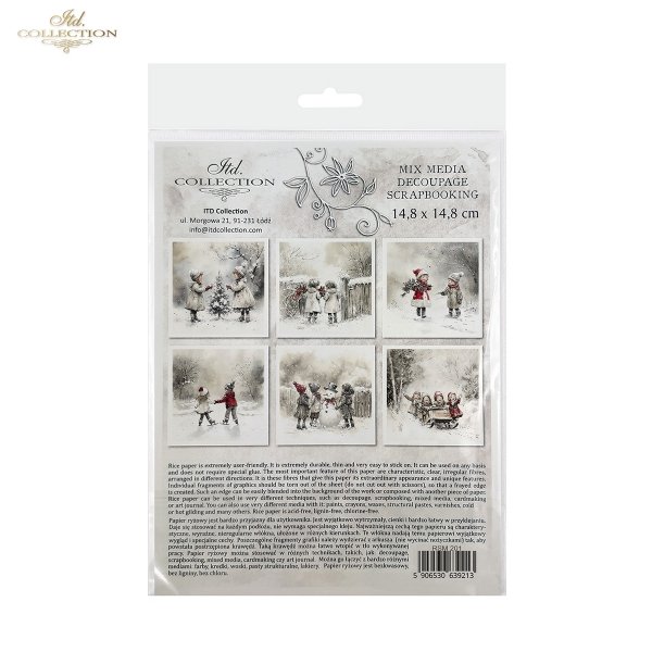 Rýžový papír 15x15 cm - Vánoce, děti 6 ks mini set - Obrázek 2