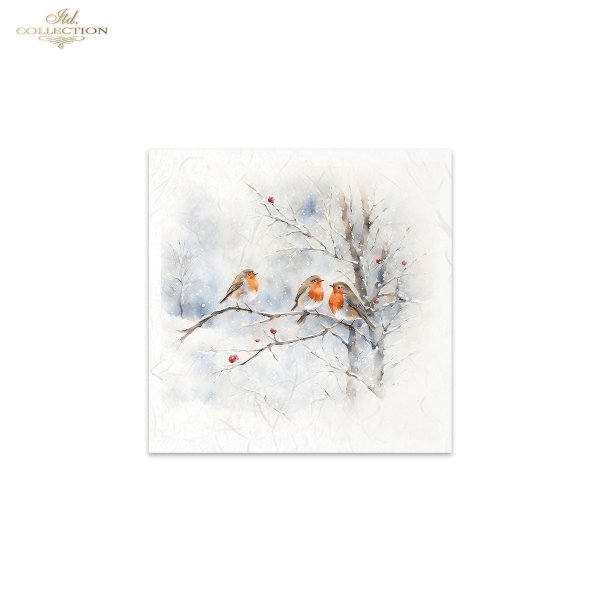 Rýžový papír 15x15 cm - Ptáčci v zimě 6 ks mini set - Obrázek 7