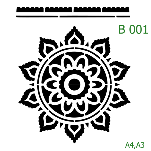 Plastová šablona pro malování - Mandaly a dortovky - Mandala (B001)