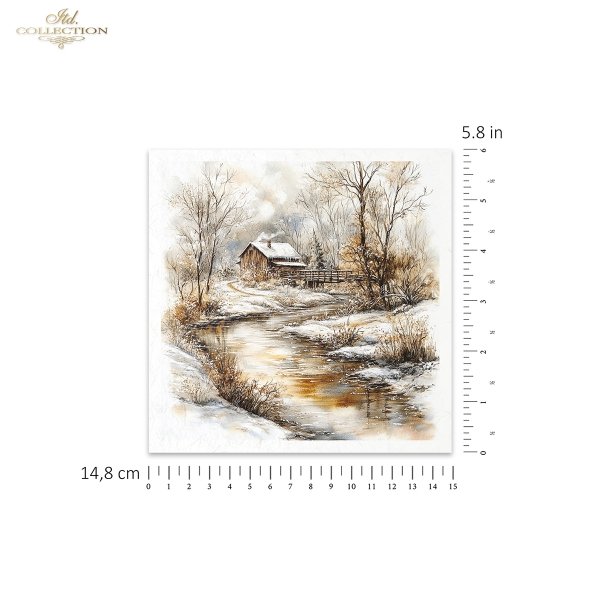 Rýžový papír 15x15 cm - Zimní krajina 6 ks mini set - Obrázek 3