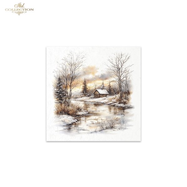 Rýžový papír 15x15 cm - Zimní krajina 6 ks mini set - Obrázek 7