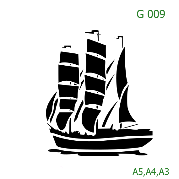 Plastová šablona pro malování - Auta, lodě, letadla, vlaky - Loď (G009)