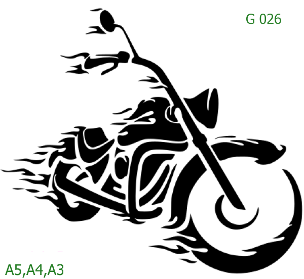 Plastová šablona pro malování - Auta, lodě, letadla, vlaky - Motorka (G026)