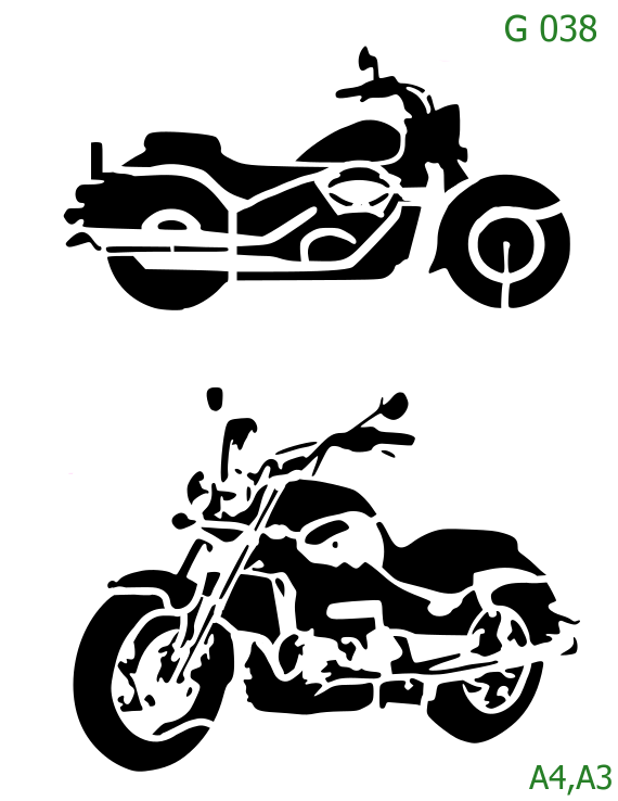 Plastová šablona pro malování - Auta, lodě, letadla, vlaky - Motorky (G038)
