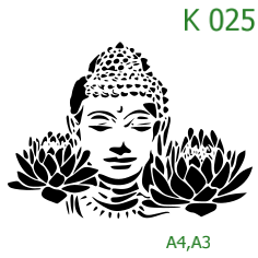 Plastová šablona pro malování - Portréty, postavy - Buddha s lotosovým květem (K025)