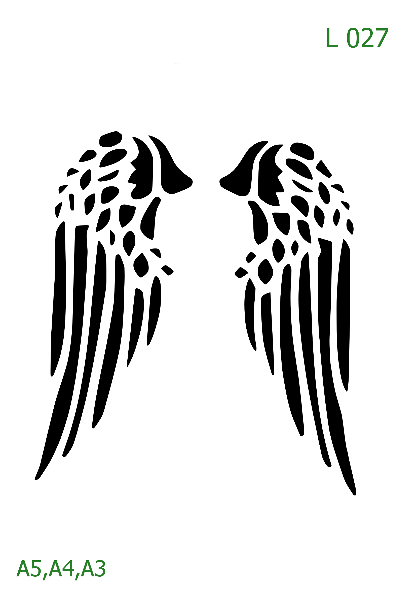 Plastová šablona pro malování - Andělé, křídla, peří - Křídla (L027)