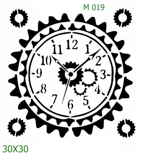 Plastová šablona pro malování - Hodiny - Mechanický ciferník (M019)