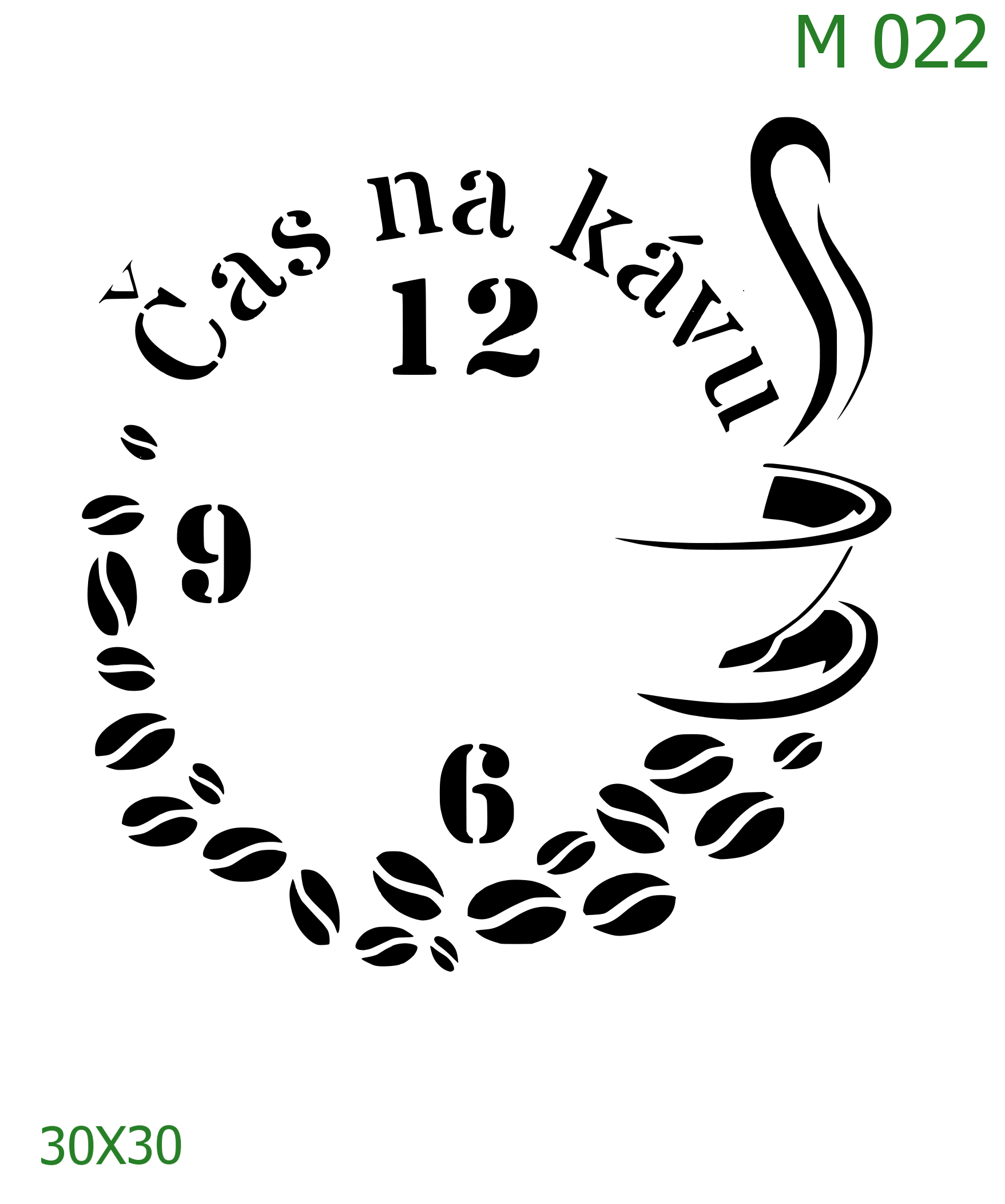 Plastová šablona pro malování - Hodiny - Čas na kávu (M022)