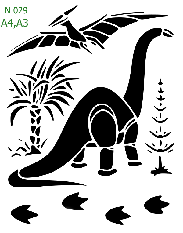 Plastová šablona pro malování - Dětské vzory - Dinosauří svět (N029)