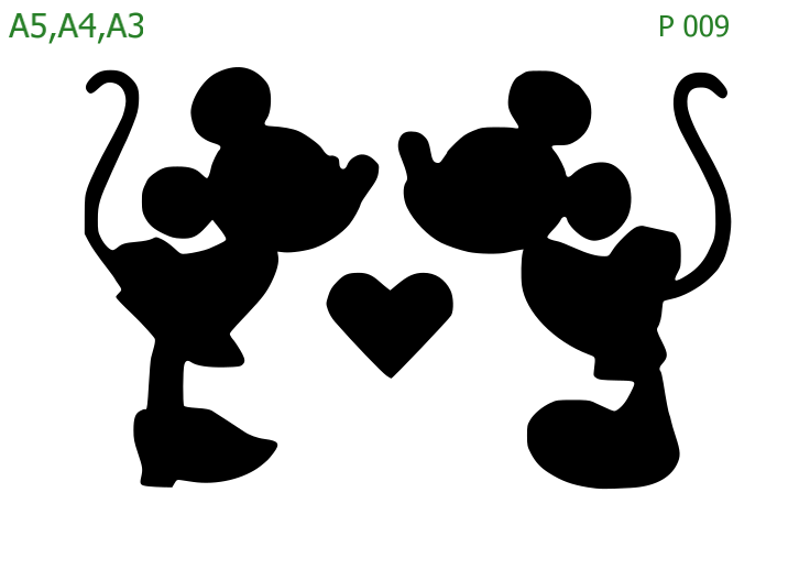 Plastová šablona pro malování - Siluety - Mickey a Minnie (P009)