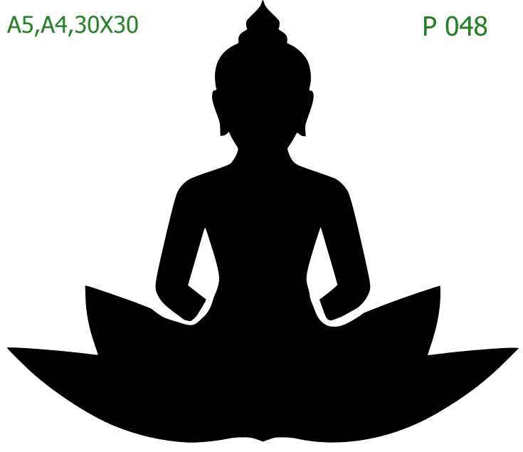 Plastová šablona pro malování - Siluety - Buddha s nohy ve tvaru lotusu (P048)