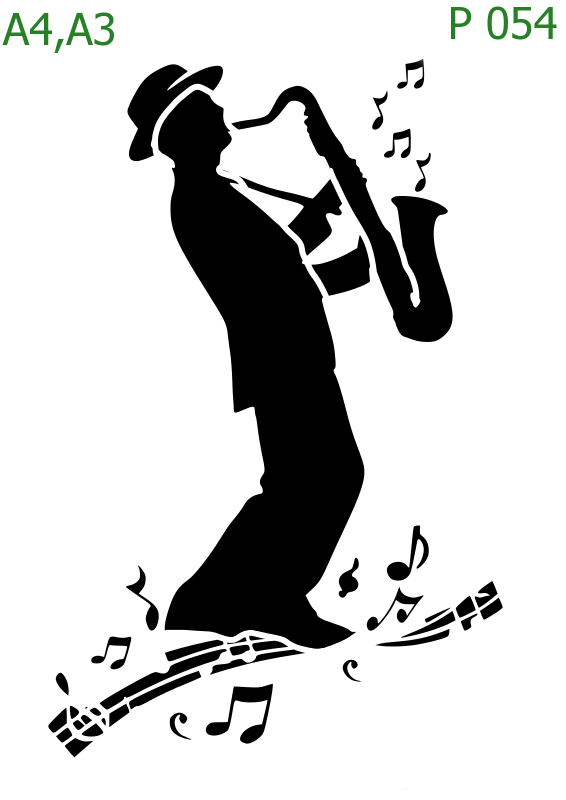 Plastová šablona pro malování - Siluety - Saxofonista (P054)