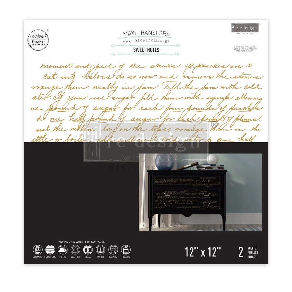 Transfer na nábytek ReDesign with Prima - Sweet Notes 12 x 12 palců - Obrázek 3