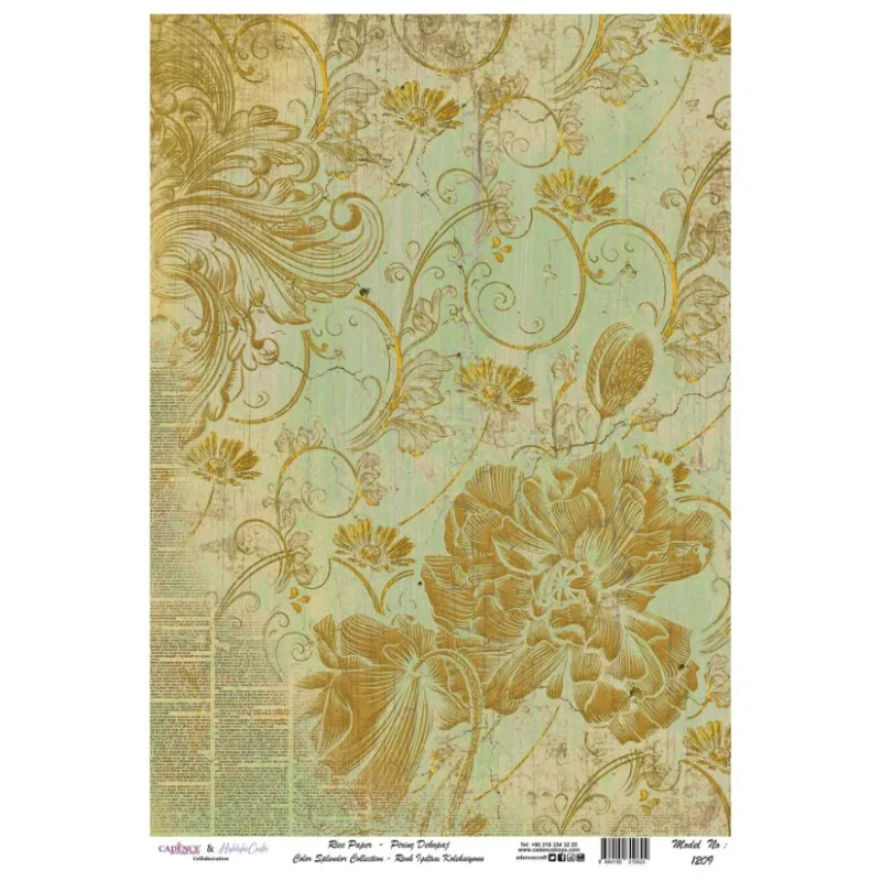 Rýžový papír A4 - 1209 Cadence - Novinový ornament