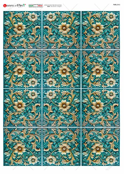 Rýžový papír na decoupage - A4 - Kachličky (Tiles) 0062