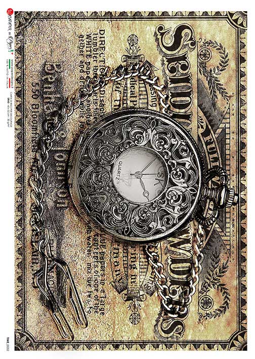 Rýžový papír na decoupage - A4 - Hodiny (Time) 0032