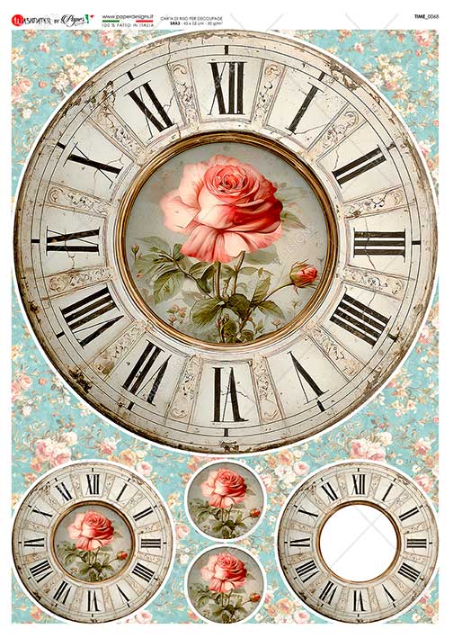 Rýžový papír na decoupage - A4 - Hodiny (Time) 0068