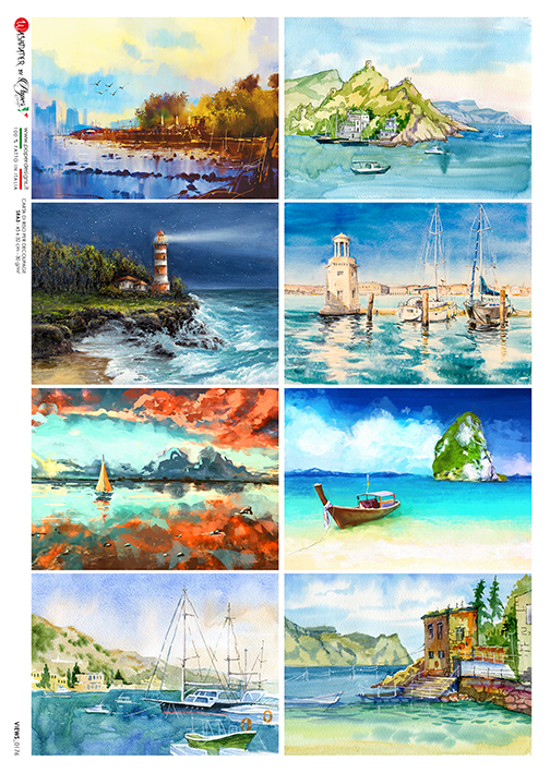 Rýžový papír na decoupage - A4 - Vyhlídky (Views) 0176