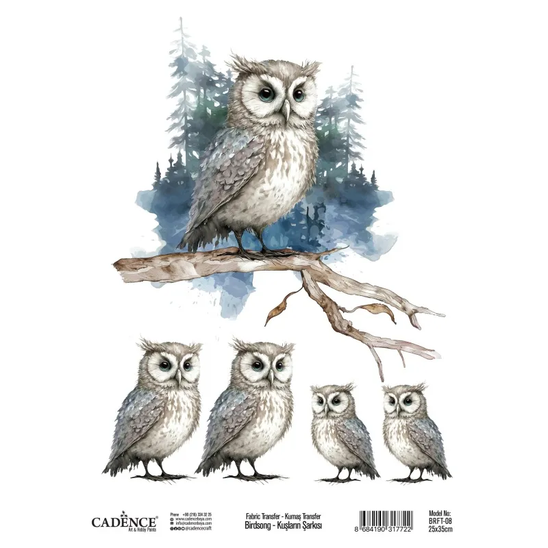 Transferový obrázek na textil Cadence, 25x35 cm - Sovy
