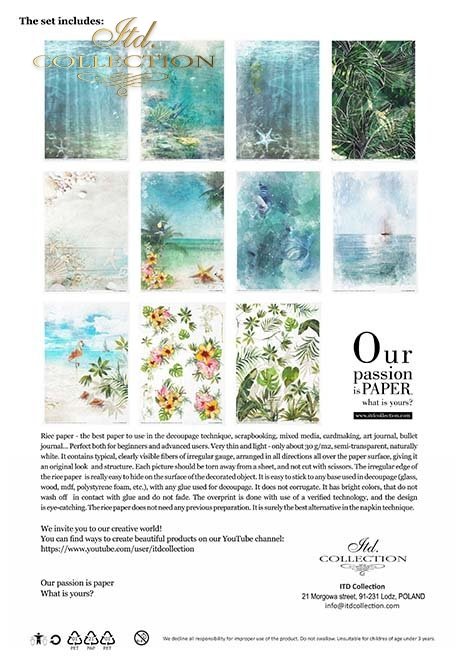 Rýžový papír 11 ks A4 - Tropical dreams - RP006 - Obrázek 2