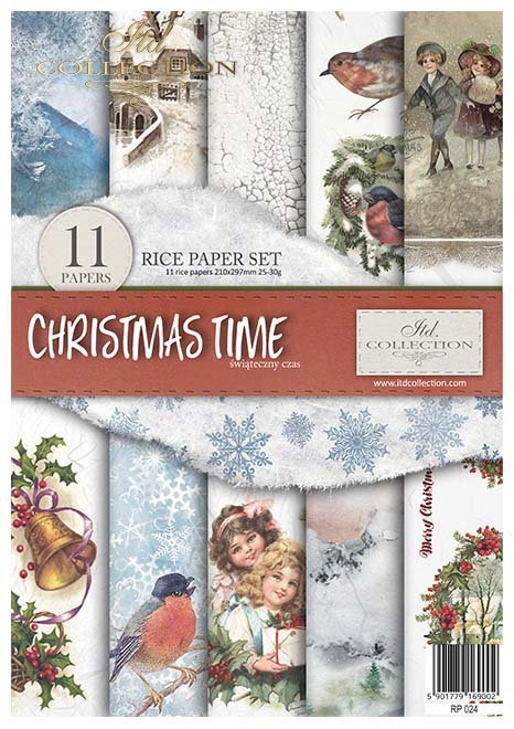 Rýžový papír 11 ks A4 - Christmas time - RP024