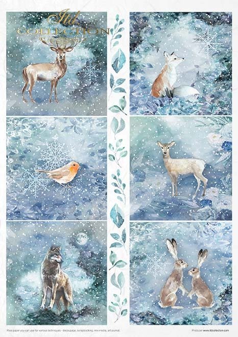 Rýžový papír 11 ks A4 - Christmas in blue - RP025 - Obrázek 2