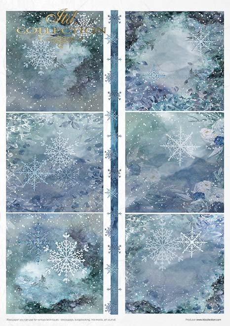 Rýžový papír 11 ks A4 - Christmas in blue - RP025 - Obrázek 4