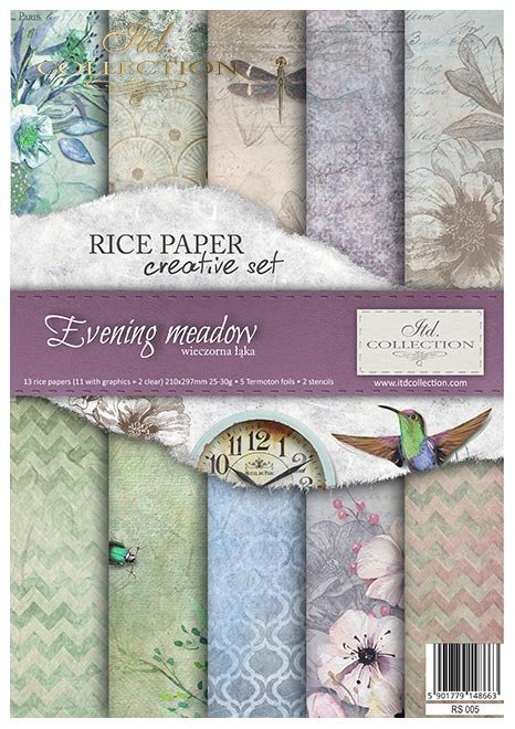 Rýžový papír - kreativní set 13 ks A4 - Evening meadow - RS005