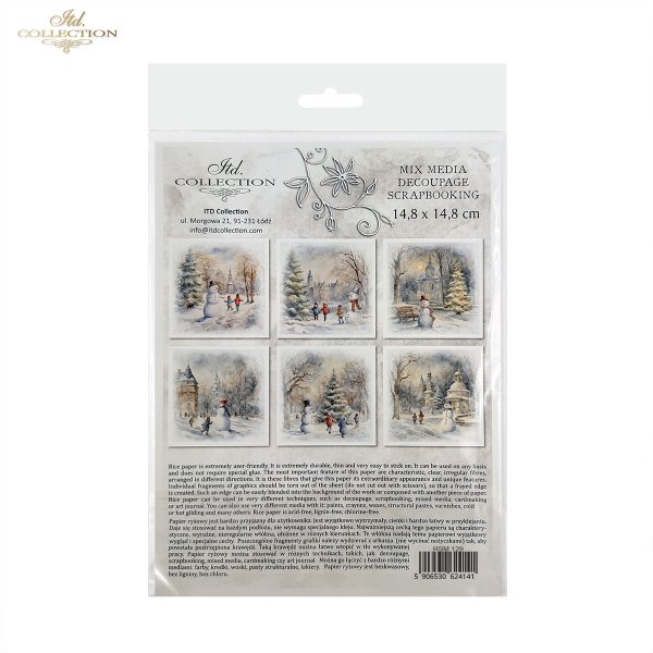 Rýžový papír 15x15 cm - Děti a sněhulák 6 ks mini set - RSM129 - Obrázek 7