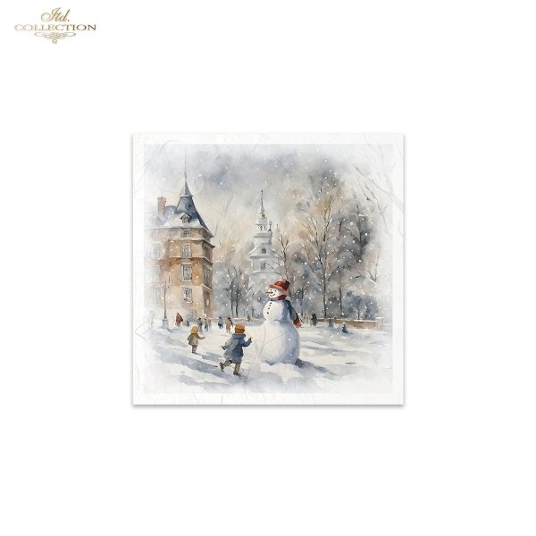 Rýžový papír 15x15 cm - Děti a sněhulák 6 ks mini set - RSM129 - Obrázek 5