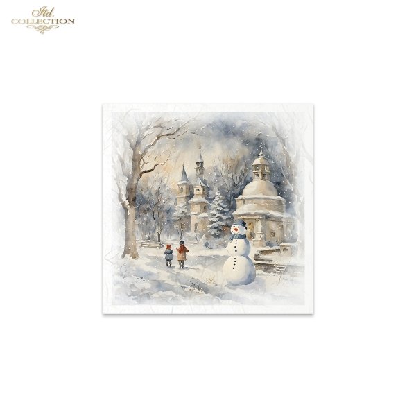 Rýžový papír 15x15 cm - Děti a sněhulák 6 ks mini set - RSM129 - Obrázek 3