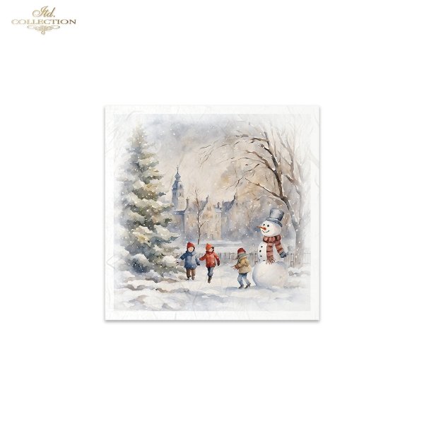 Rýžový papír 15x15 cm - Děti a sněhulák 6 ks mini set - RSM129 - Obrázek 8