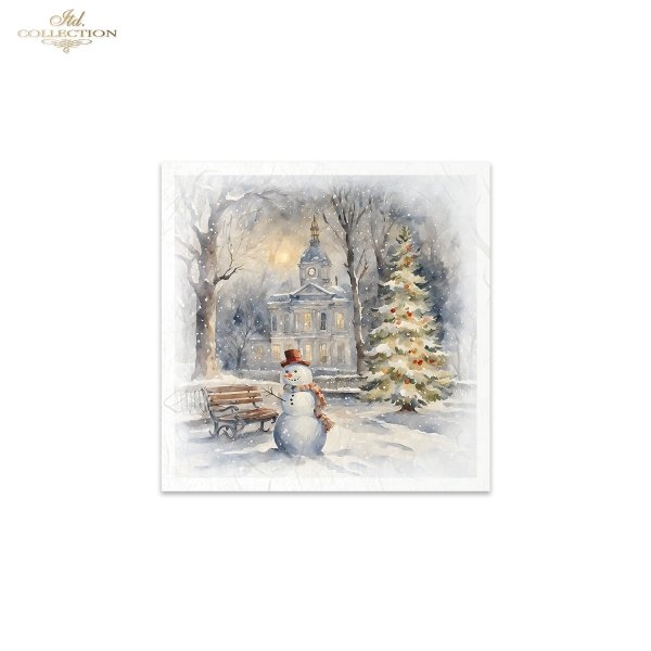 Rýžový papír 15x15 cm - Děti a sněhulák 6 ks mini set - RSM129 - Obrázek 2
