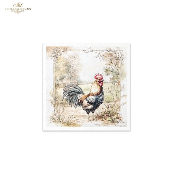 Rýžový papír 15x15 cm - Kohouti a kuřátka 6 ks mini set - RSM161 - Obrázek 3